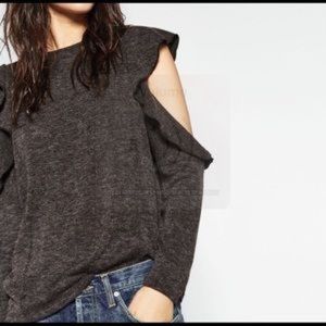 Zara cold shoulder ruffle sweater